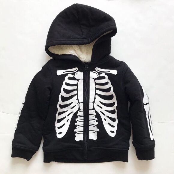 Joe fresh plush lined skeleton zip up sweatshirt jacket EUC 4T - Picture 1 of 6